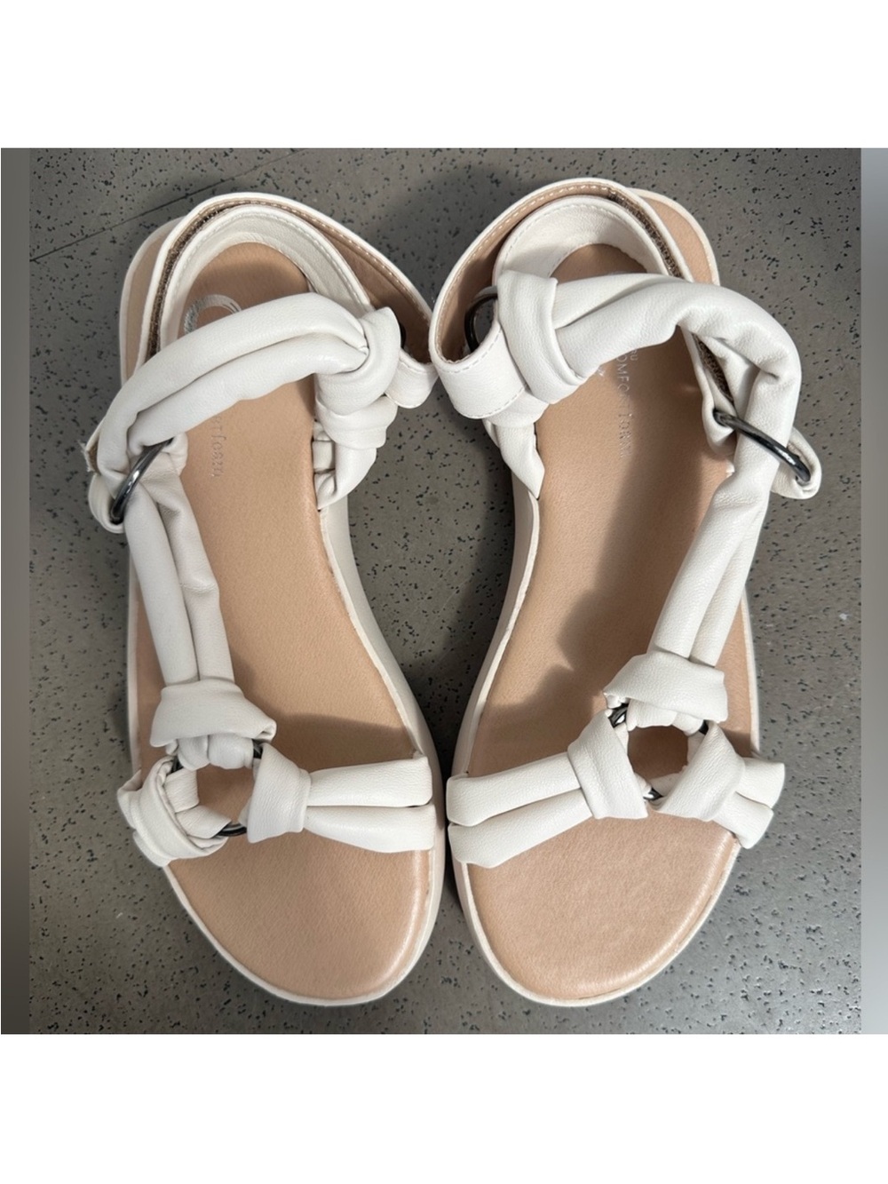 Journee Collection Cream Knotted Strap Sandals with Metal Ring